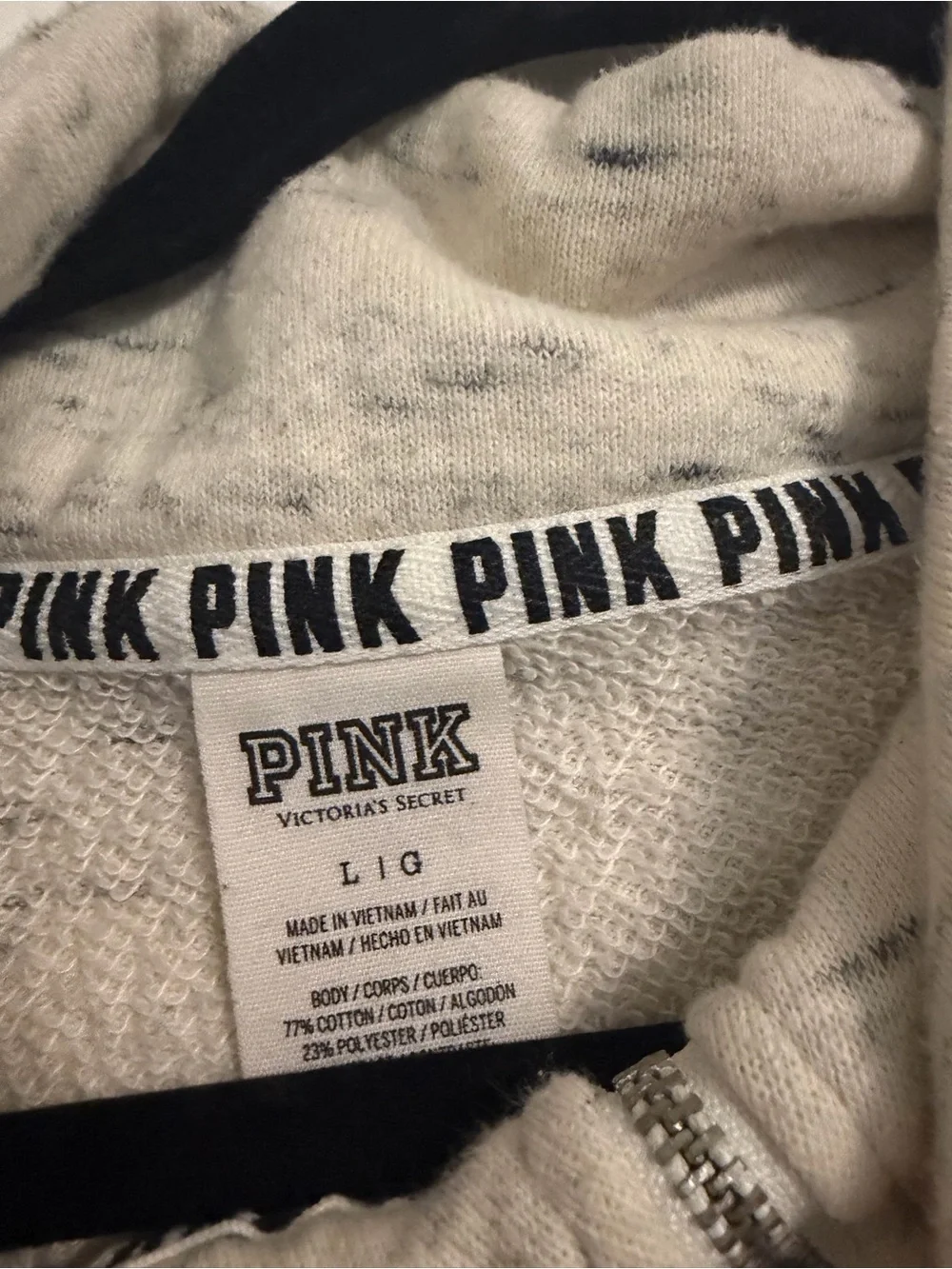 Victoria's Secret PINK Two-Tone Pullover in Black & Heathered Cream